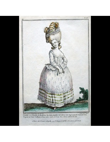 Gallerie des Modes et Costumes Français, gravure n° GG 186, Camisole à la Polonaise (1780) une grave pollution 