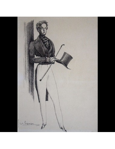 Le dandy, portrait présumé de George Brummell, dessin de Georges Lepape (1948) outlet