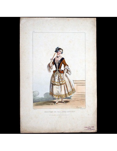 Achile Deveria - Costumes Historiques de Ville ou de Théâtre, Planche n°30, Costume de bal sous Louis XIV (1831) store