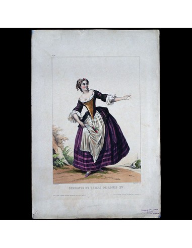 Achile Deveria - Costumes Historiques de Ville ou de Théâtre, Planche n°113, Servante du temps de Louis XV (1831) sur le site 