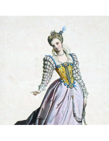 Achile Deveria - Costumes Historiques de Ville ou de Théâtre, Planche n°75, Louise de Lorraine, femme de Henri III (1831) online