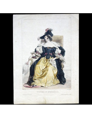 Achile Deveria - Costumes Historiques de Ville ou de Théâtre, Planche n°7, Costume du XVIIème siècle (1831) les muscles