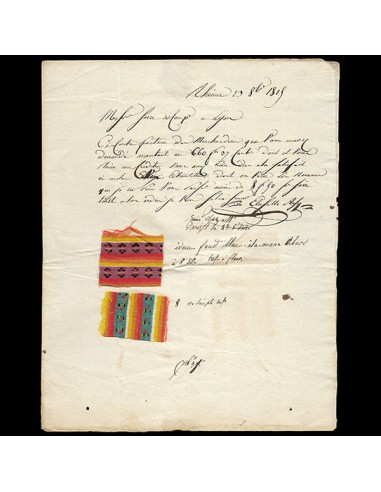 Serre et cie - Correspondance avec échantillons adressée au négociant en tissus par Elie Salle (1819) acheter