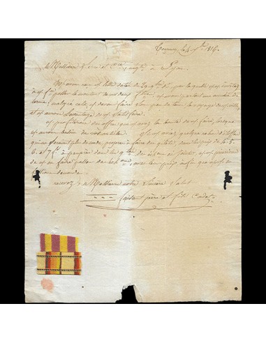 Serre et cie - Correspondance avec échantillons adressée au négociant en tissus par Faisant (1816) Amélioration de cerveau avec