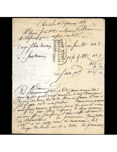 Serre et cie - Correspondance avec échantillons adressée au négociant en tissus par Bossut de Roubaix (1818) Venez acheter