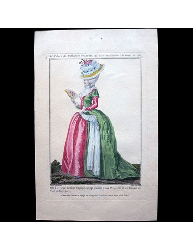 Gallerie des Modes et Costumes Français, 1778-1787, gravure n° ff 175, Robe à la Turque (1780) les ligaments