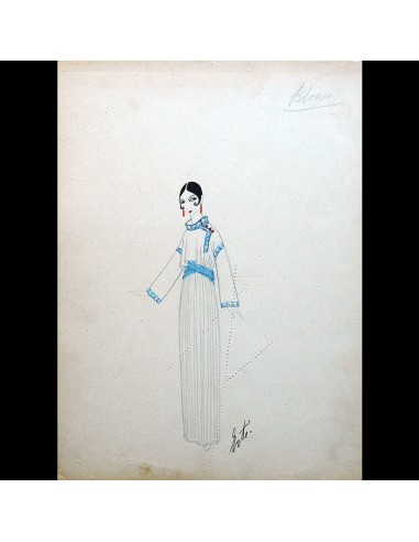 Poiret - Elégante à la blouse, dessin d'Erté (circa 1912-1913) pas cher chine