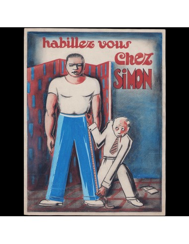 Habillez vous chez Simon - Projet de publicité, dessin (circa 1935-1940s) s'inspire de l'anatomie humaine