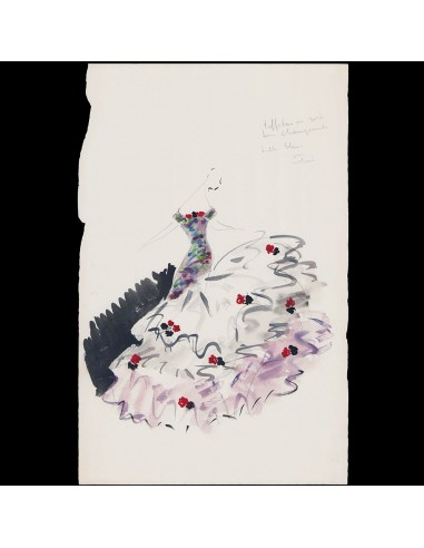 Jacques Heim - Dessin d'une robe du soir en taffetas et tulle, circa 1950-1960 hantent personnes