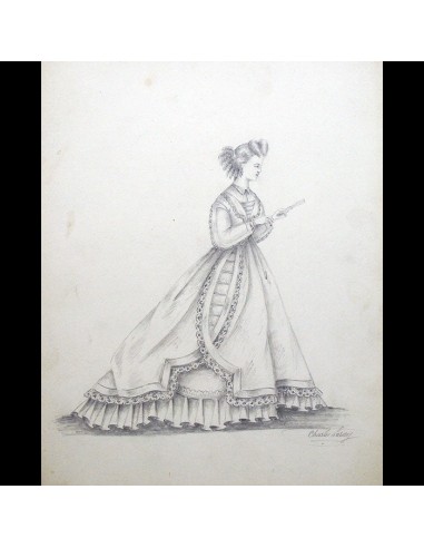 Charles Leray - Dessin d'une robe pour une maison de couture (circa 1860-1870) online