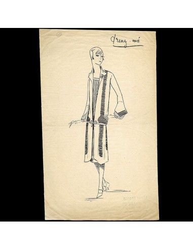 Agnès - Prenez-moi, dessin d'une robe (circa 1920) Les magasins à Paris