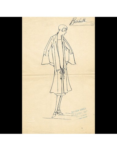 Agnès - Babette dessin d'une robe (circa 1920) destockage