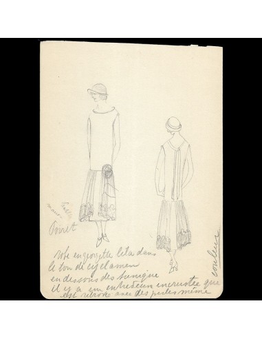 Poiret - Dessin d'une robe de georgette (1920s) pas cher chine