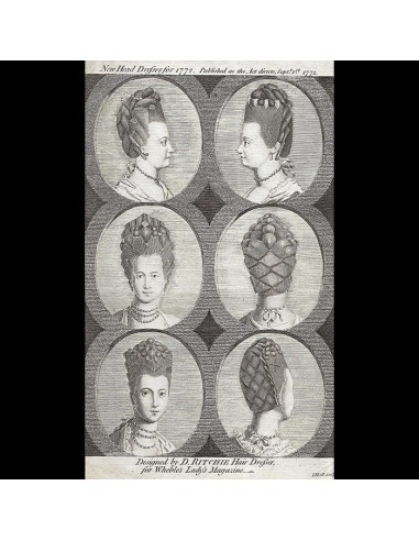 David Ritchie - New Head Dresses for 1772, gravure du Lady's Magazine ou a consommer sur place