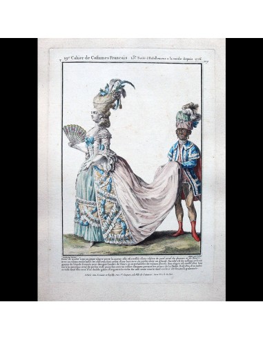 Gallerie des Modes et Costumes Français, gravure n° T 109, Dame de qualité (1779) basket pas cher