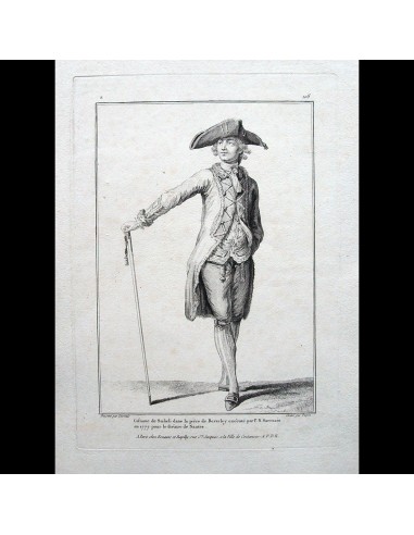 Gallerie des Modes et Costumes Français, gravure n° S 108, Costume de Stukeli (1779) pas cher 