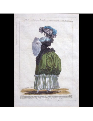 Gallerie des Modes et Costumes Français, 1778-1787, gravure n°ccc 295, La Nymphe à la taille légère (1785) prix