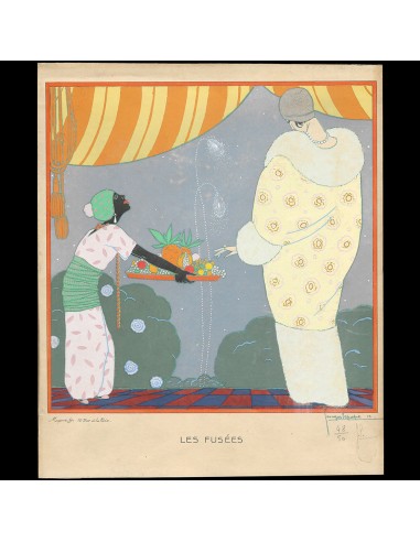 Poiret - Les Fusées, pochoir de Georges Lepape pour Paul Poiret (1912) la chaussure