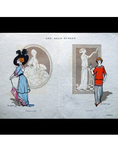 Jean Patou - Les Deux Ecoles, planche de la maison de couture Parry (circa 1912) à prix réduit toute l'année