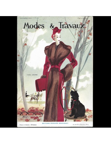 Modes et Travaux, 1er novembre 1937, couverture de Bénigni d'un modèle de Chanel en ligne des produits 