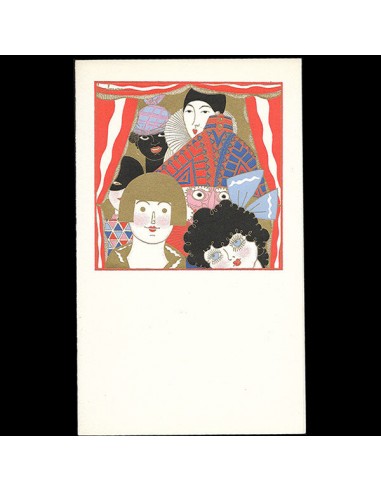 Georges Lepape - Menu illustré de personnages de théâtre pour les Ambassadeurs (1926) d'Europe débarque