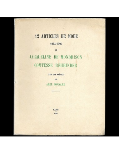 ‎12 articles de mode, 1924-1925, de Jacqueline de Monbrison, Comtesse de Rehbinder (1926) basket pas cher