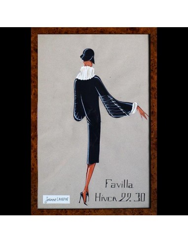 Jeanne Lanvin - Dessin du manteau Favilla, hiver 1929-1930 paiement sécurisé