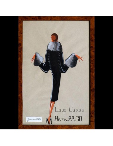 Jeanne Lanvin - Dessin du manteau Loup Garou, hiver 1929-1930 de France