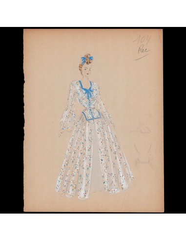 Croquis de mode - Robe à fleurs (1940s) offre 